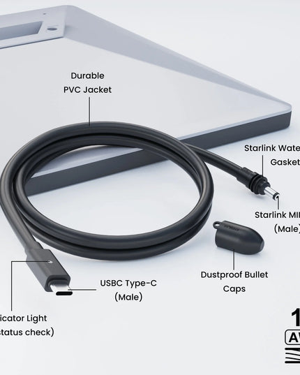 STARGEAR Mini 140W USB-C to DC Power Cable with LED for Starlink Mini 2m / 5m