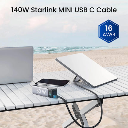 STARGEAR Mini 140W USB-C to DC Power Cable with LED for Starlink Mini 2m / 5m