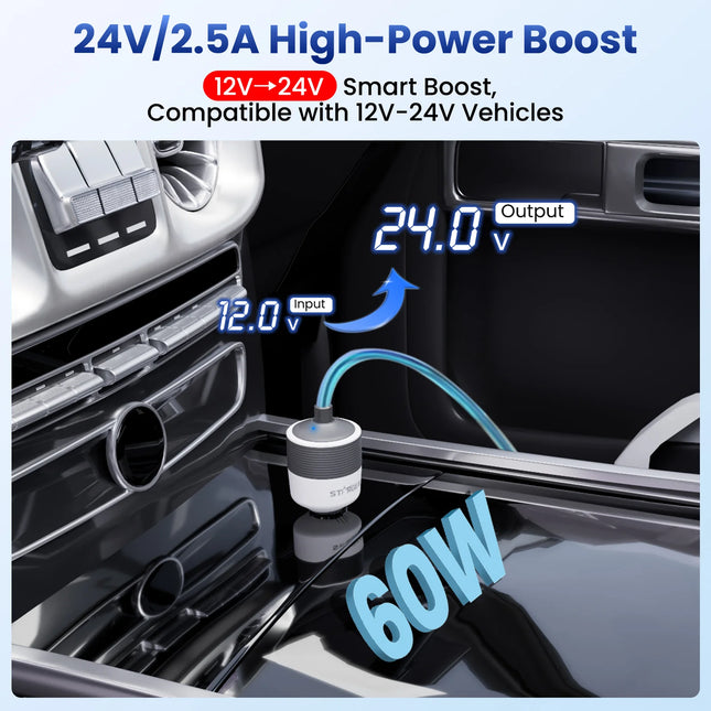 STARGEAR Mini Car Adapter 12-24V 60W Step-Up Converter