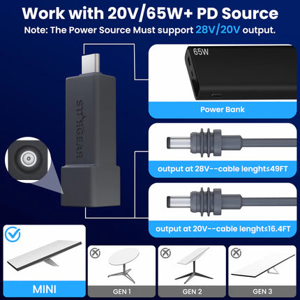 STARGEAR Mini USB-C to DC Adapter