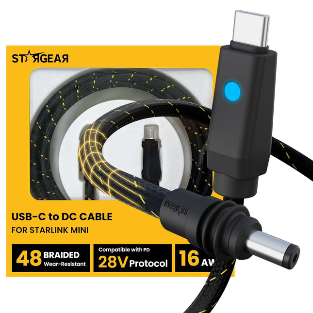 STARGEAR Mini USB-C Rugged Power Cable 2m